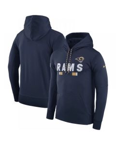 Men's Los Angeles Rams Navy Sideline Team Name Performance Pullover Hoodie