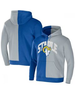 Men's Los Angeles Rams Royal/Grey Split Logo Pullover Hoodie
