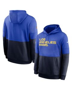 Men's Los Angeles Rams Royal/Navy Sideline Impact Lockup Performance Pullover Hoodie