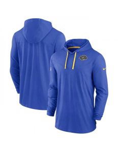 Men's Los Angeles Rams Royal Sideline Pop Performance Pullover Long Sleeve Hoodie T-Shirt