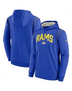 Men's Los Angeles Rams Royal Sideline Stack Performance Pullover Hoodie 001