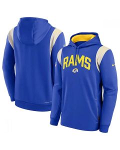 Men's Los Angeles Rams Royal Sideline Stack Performance Pullover Hoodie 002