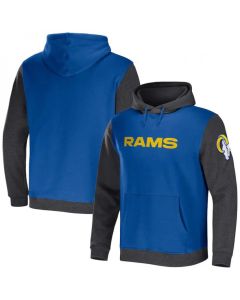 Men's Los Angeles Rams x Darius Rucker Collection Royal/Heather Charcoal Colorblock Pullover Hoodie