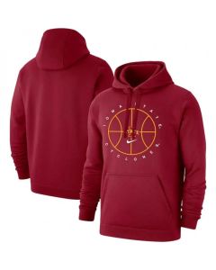 Men's Lowa State Cyclones Red Basketball Icon Club Fleece Pullover Hoodie