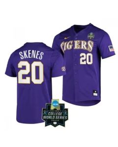 Men's LSU Tigers #20 Paul Skenes Purple Stitched Baseball Jersey (Purple)