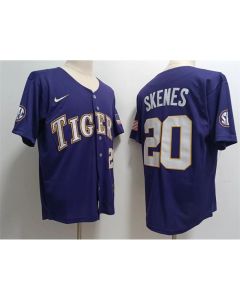 Men's LSU Tigers #20 Paul Skenes Purple Stitched Baseball Jersey
