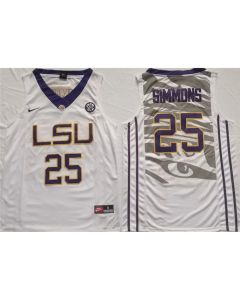 Men's LSU Tigers #25 Ben Simmons White Stitched Jersey