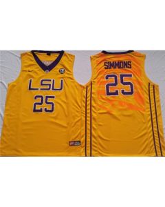 Men's LSU Tigers #25 Ben Simmons Yellow Stitched Jersey