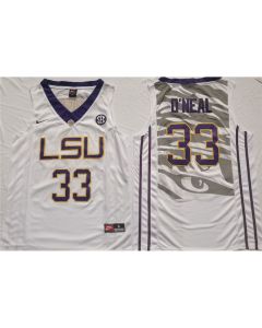 Men's LSU Tigers #33 Shaquille O'Neal White Stitched Jersey