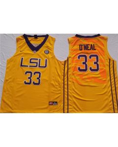Men's LSU Tigers #33 Shaquille O'Neal Yellow Stitched Jersey
