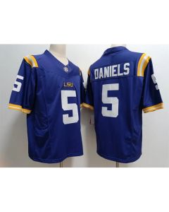 Men's LSU Tigers #5 Jayden Daniels Blue Stitched Jersey