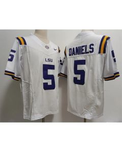 Men's LSU Tigers #5 Jayden Daniels White Stitched Jersey
