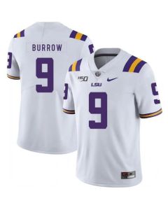 Men's LSU Tigers #9 Joe Burrow 2019 White 150th Anniversary Stitched NCAA Jersey