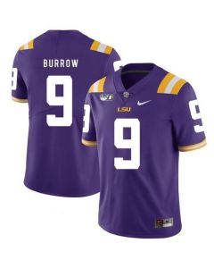 Men's LSU Tigers #9 Joe Burrow Purple With 150th Patch Limited Stitched NCAA Jersey