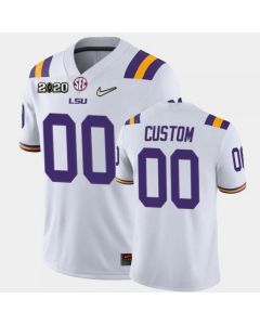 Men's LSU Tigers Customized White 2020 National Championship Limited Stitched Jersey
