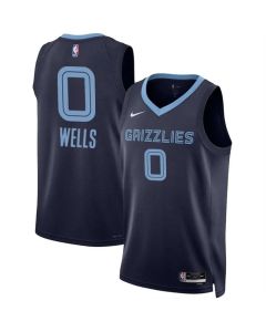 Men's Memphis Grizzlies #0 Jaylen Wells Navy 2024 Draft Icon Edition Stitched Jersey