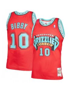 Men's Memphis Grizzlies #10 Mike Bibby Red Throwback Stitched Jersey