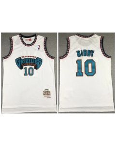 Men's Memphis Grizzlies #10 Mike Bibby White 1998-99 Throwback Stitched Jersey