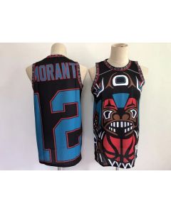 Men's Memphis Grizzlies #12 Ja Morant 2021 Black Big Face Stitched NBA Jersey