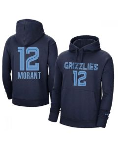 Men's Memphis Grizzlies #12 Ja Morant 2021 Navy Pullover Hoodie (Navy)