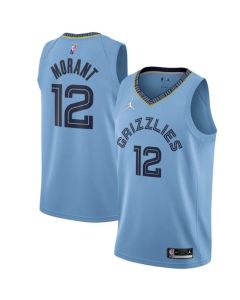 Men's Memphis Grizzlies #12 Ja Morant 75th Anniversary 2021 Blue Swingman Stitched Jersey