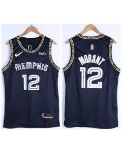 Men's Memphis Grizzlies #12 Ja Morant 75th Anniversary 2021 Navy Swingman Stitched Jersey (2021)