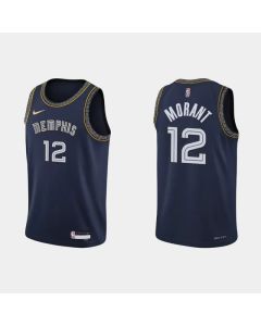 Men's Memphis Grizzlies #12 Ja Morant 75th Anniversary 2021 Navy Swingman Stitched Jersey (Navy)