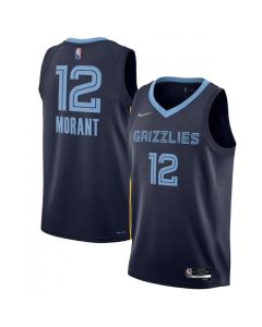 Men's Memphis Grizzlies #12 Ja Morant 75th Anniversary 2021 Navy Swingman Stitched Jersey