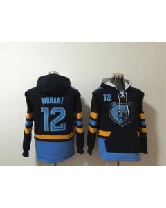 Men's Memphis Grizzlies #12 Ja Morant Black/Blue Ageless Must-Have Lace-Up Pullover Hoodie