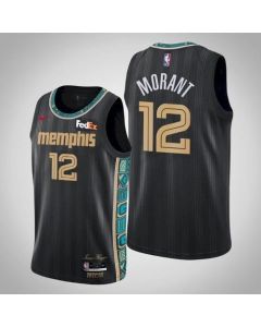 Men's Memphis Grizzlies #12 Ja Morant Black City Edition Stitched NBA Jersey