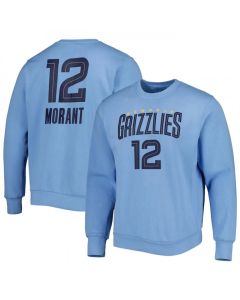 Men's Memphis Grizzlies #12 Ja Morant Blue Long Sleeve T-Shirt