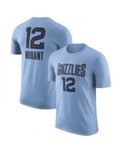 Men's Memphis Grizzlies #12 Ja Morant Light Blue 2022/23 Statement Edition Name & Number T-Shirt