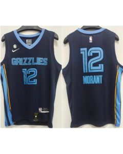 Men's Memphis Grizzlies #12 Ja Morant Navy With NO.6 Patch Stitched Jersey