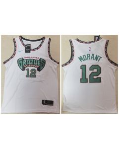 Men's Memphis Grizzlies #12 Ja Morant White Throwback Stitched Jersey
