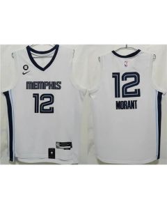 Men's Memphis Grizzlies #12 Ja Morant White With NO.6 Patch Stitched Jersey