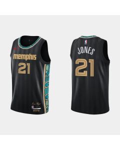 Men's Memphis Grizzlies #21 Tyus Jones 2020-21 Black City Edition Stitched NBA Jersey