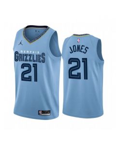 Men's Memphis Grizzlies #21 Tyus Jones 2022/23 Light Blue Statement Edition Stitched Jersey