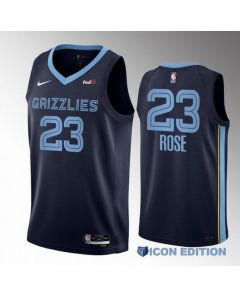 Men's Memphis Grizzlies #23 Derrick Rose Navy Icon Edition Stitched Jersey