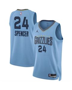 Men's Memphis Grizzlies #24 Cam Spencer Blue 2024 Draft Statement Edition Stitched Jersey