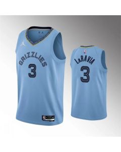 Men's Memphis Grizzlies #3 Jake LaRavia Light Blue 75th Anniversary Statement Edition Stitched Basketball Jersey