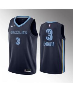 Men's Memphis Grizzlies #3 Jake LaRavia Navy City Edition Stitched Basketball Jersey