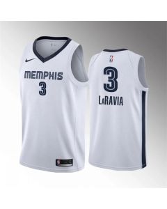 Men's Memphis Grizzlies #3 Jake LaRavia White Swingman Stitched Basketball Jersey