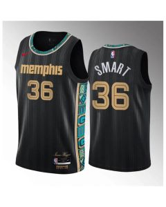 Men's Memphis Grizzlies #36 Marcus Smart Black 2020/21 City Edition Stitched Basketball Jersey
