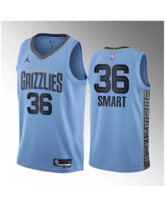 Men's Memphis Grizzlies #36 Marcus Smart Blue Statement Edition Stitched Basketball Jersey
