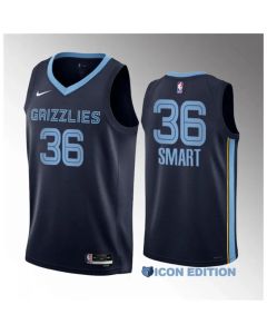 Men's Memphis Grizzlies #36 Marcus Smart Navy Icon Edition Stitched Basketball Jersey