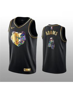 Men's Memphis Grizzlies #4 Steven Adams 2021/22 Black Golden Edition 75th Anniversary Diamond Logo Stitched Basketball Jersey