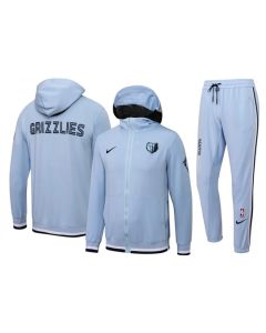 Men's Memphis Grizzlies 75th Anniversary Blue Performance Showtime Full-Zip Hoodie Jacket And Pants Suit