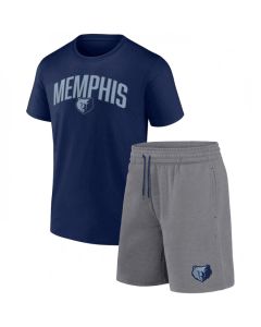 Men's Memphis Grizzlies Navy/Heather Gray Arch T-Shirt & Shorts Combo Set