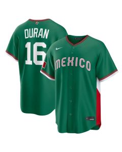Men's Mexico Baseball #16 Jarren Duran Green 2026 World Baseball Classic Road Stadium Jersey (Green)