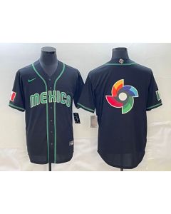 Men's Mexico Baseball 2023 Black World Baseball Big Logo Classic Stitched Jersey (Style 2)